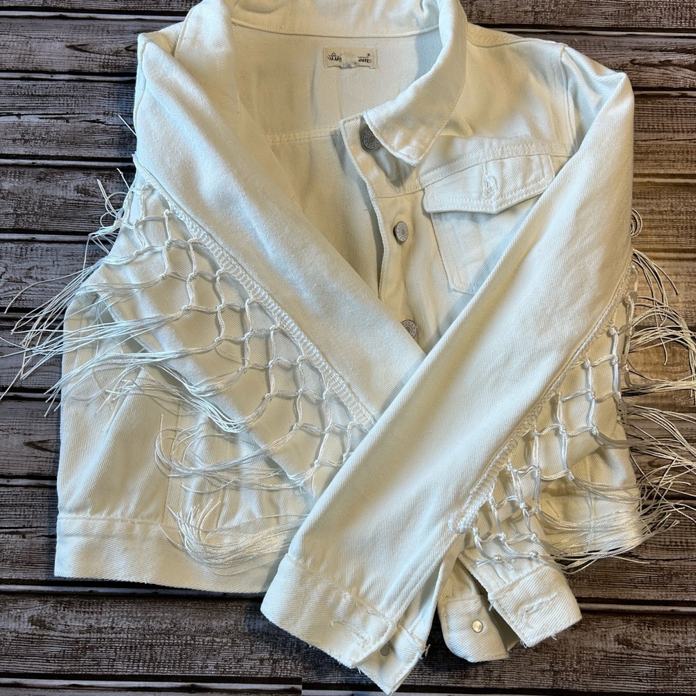 Bride Embellished Fringe Denim Jacket - Picture 5 of 8